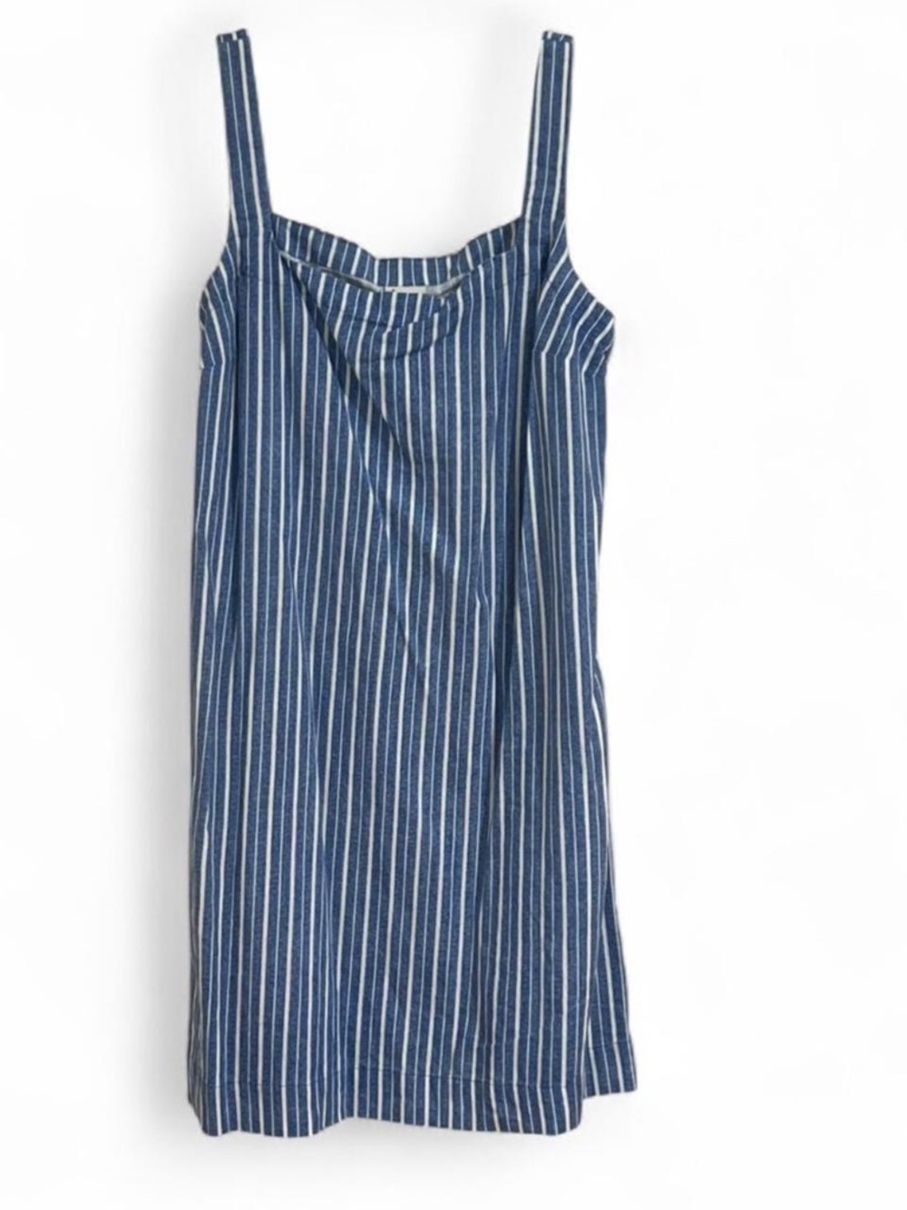 Navy and White Striped Cotton & Linen Dress with Side Pockets  - XS- Picnic